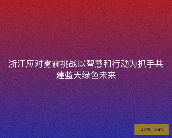 浙江应对雾霾挑战以智慧和行动为抓手共建蓝天绿色未来